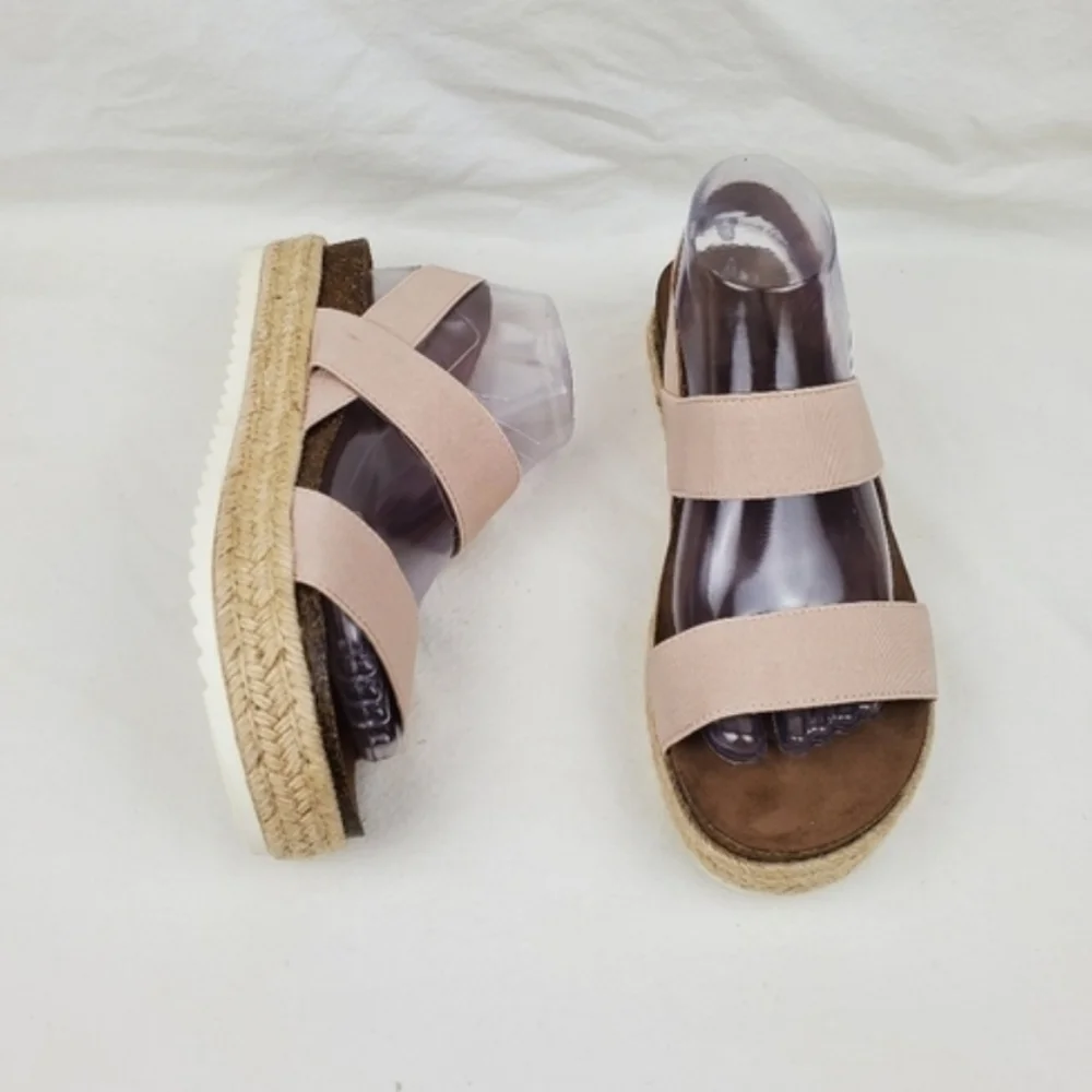 Madden Girl Cybell blush elastic espadrille wedge sandals